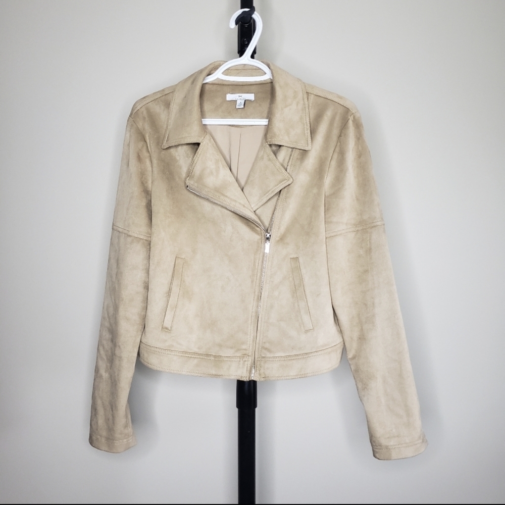 HALSTON suede tan moto jacket